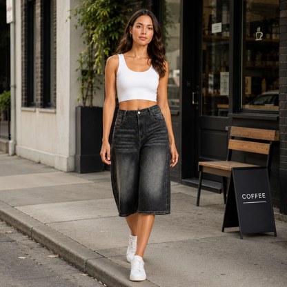 Dames baggy bermuda-short met lage taille