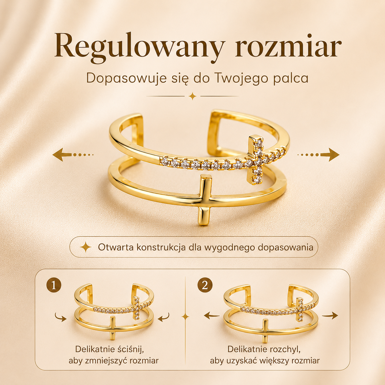 🔥 LAST DAY 90% OFF:  MONORA – Pierścionek z Krzyżem