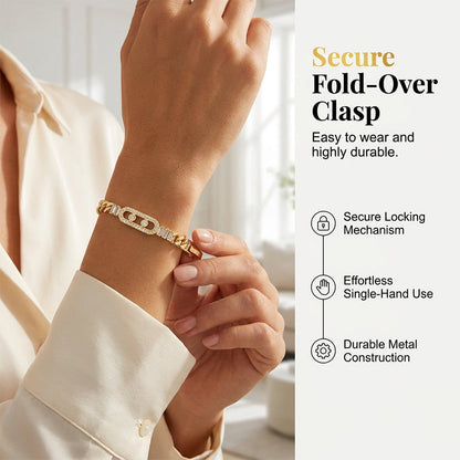 🔥 BUT 2 GET 10% 🔥 Pulsera de Cadena con Circonia Cúbica en Tono Dorado para Mujer